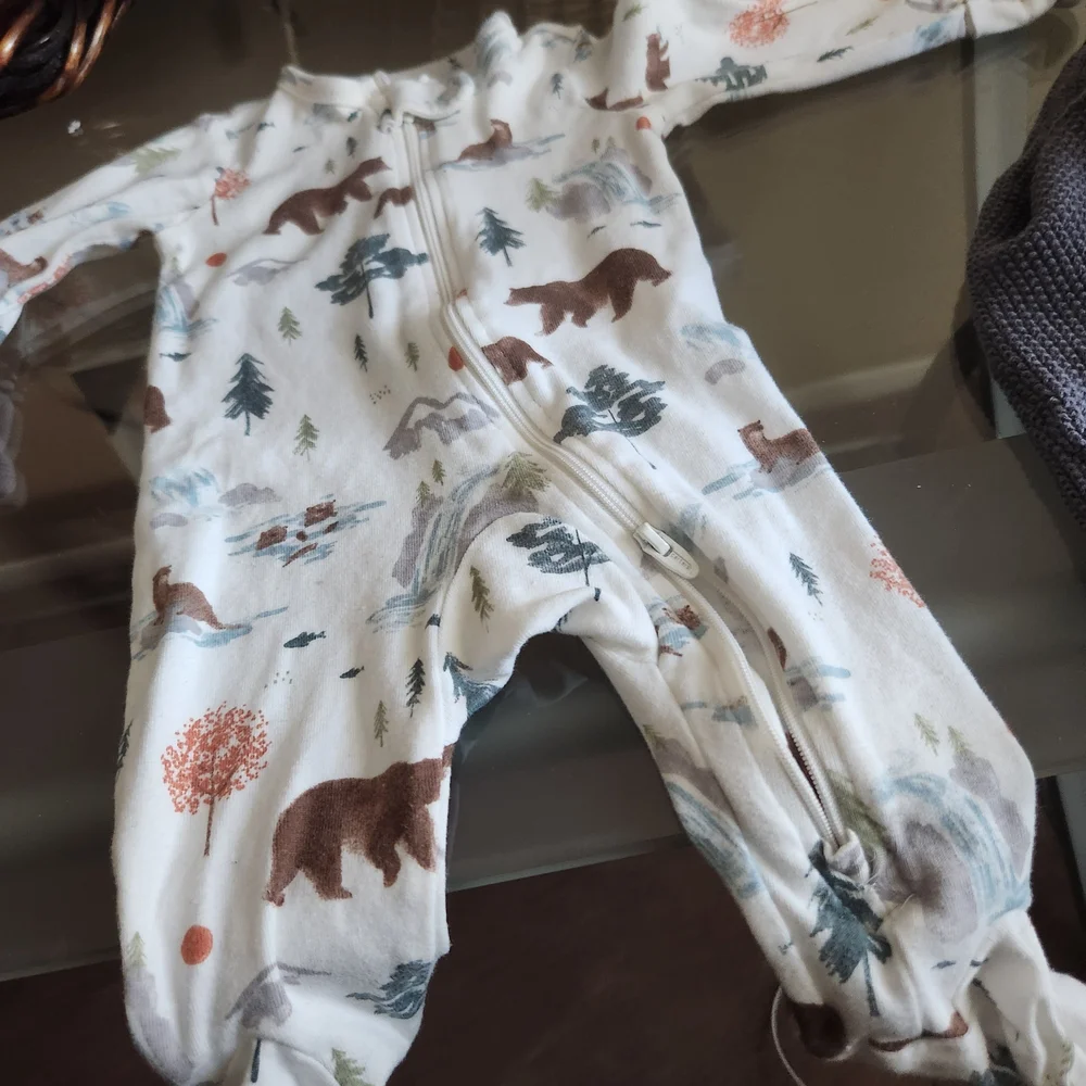 Carter's Gray Knit Romper and White Animal Print Footie Set 3 Mths